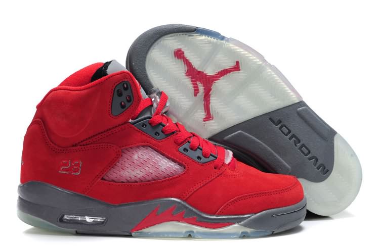 Durable Womens Air Jordan 5 Suede Varsity Red Grey
